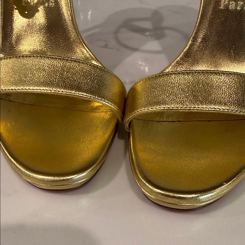 Christian Louboutin Metallic Gold Strappy Stiletto Sandals - Picture 6 of 6